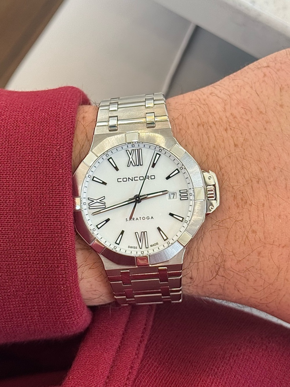 Concord Saratoga Ref. 0320434 Steel / Frost White Dial, Full Set, EUC, Warranty